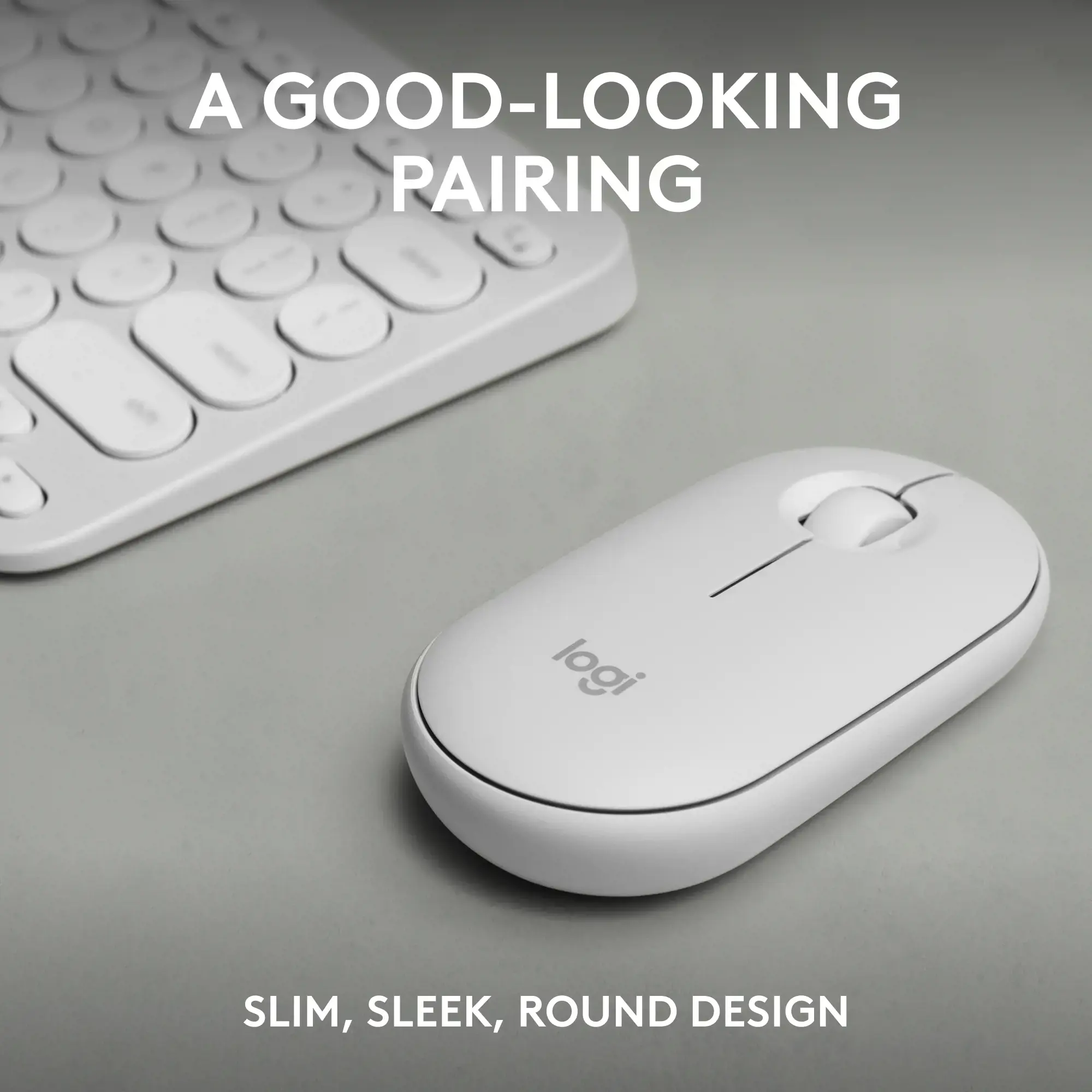 Logitech Pebble 2 Combo, Wireless, RF Wireless + Bluetooth, Scissor key switch, QWERTY, White, Mouse included