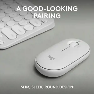 Logitech Pebble 2 Combo, Wireless, RF Wireless + Bluetooth, Scissor key switch, QWERTY, White, Mouse included