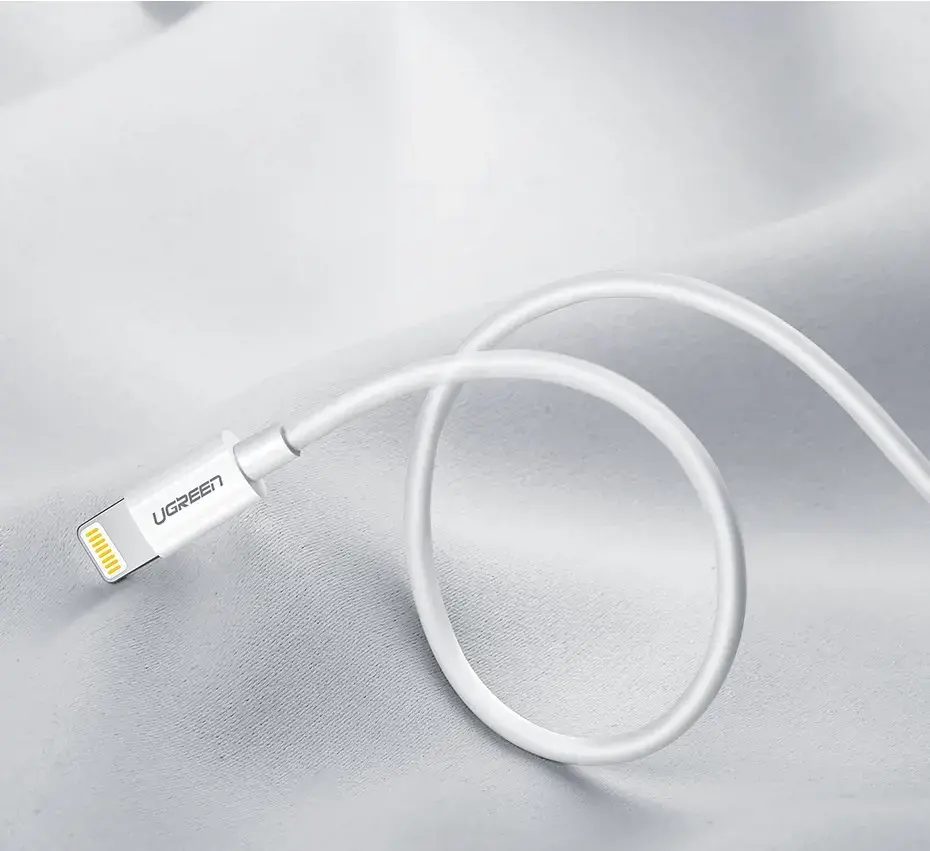 Ugreen kabelis USB 2.0 A lightning 2 m, 5V/2.4A iPhone 7 / 7plus / 6S / 6 / 6 Plus, iPhone 5s/5c/5, iPad Mini/Mini 2, iPad, 1 m, Lightning, USB A, vyriškas, vyriškas, baltas