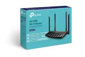 TP-Link AC1200, "Wi-Fi 5" (802.11ac), dviejų dažnių (2,4 GHz / 5 GHz), Ethernet LAN, juodas, stalinis maršrutizatorius