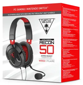Turtle Beach Recon 50 Gaming Headset for PC and Mac, Wired, Gaming, 20 - 20000 Hz, 530.7 g, Headset, Black, Red