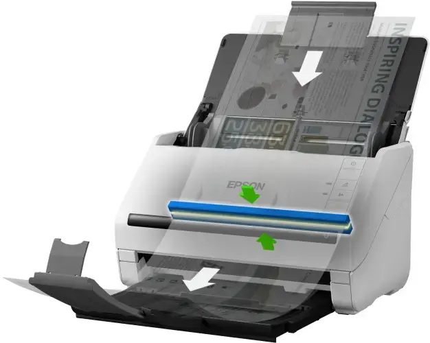 "Epson DS-530 II", 215,9 x 6096 mm, 600 x 600 DPI, 30 bitų, 24 bitų, 10 bitų, 8 bitų