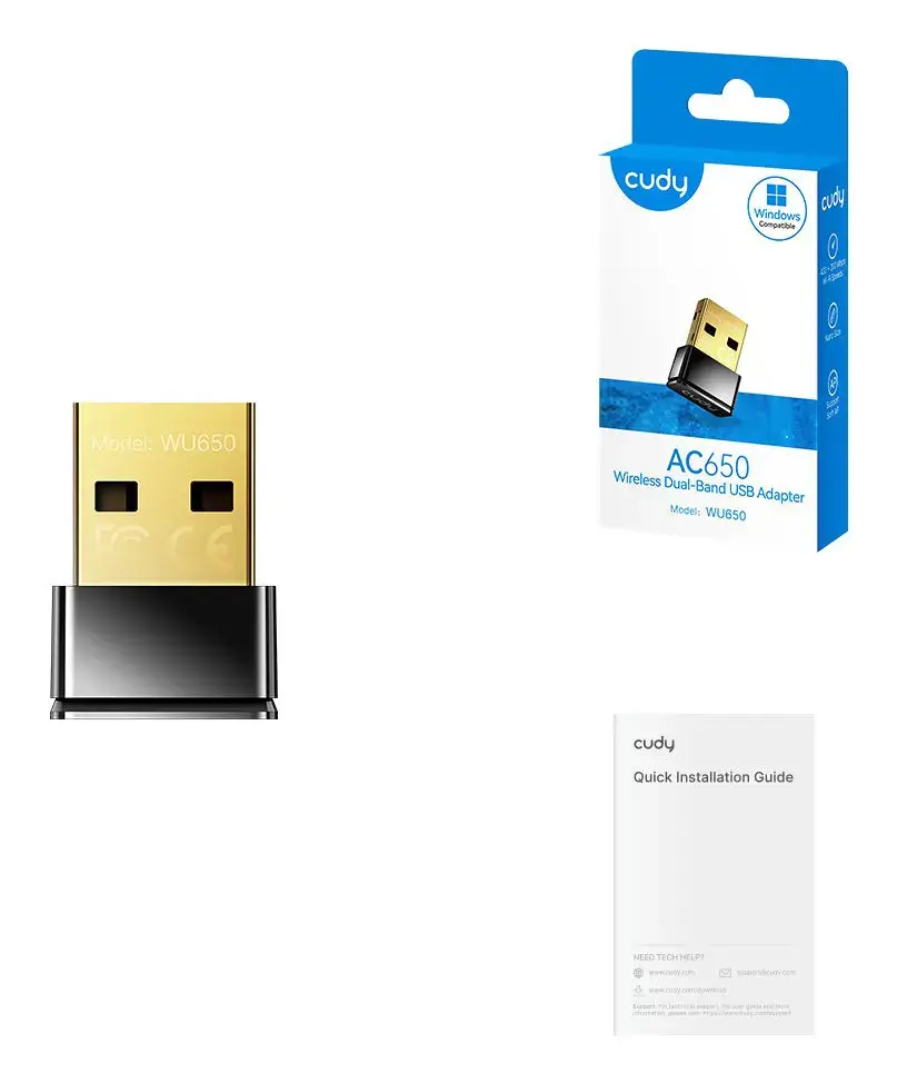 Tinklo kortelė CUDY WU650 AC650 USB 2.0 Nano