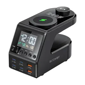 Blitzwolf BW-FW10 alarm clock with charger 2xUSB-A, 4xUSB-C, 240W