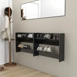 Sieninės spintelės batams, 2vnt., juodos, 80x18x60cm, mediena