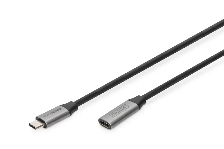 "Digitus" USB-C/M į USB-C/F ilgintuvas .DB-300230-010-S USB-C lizdas, USB C, kištukas, juodas, 1 m