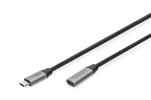 "Digitus" USB-C/M į USB-C/F ilgintuvas .DB-300230-010-S USB-C lizdas, USB C, kištukas, juodas, 1 m