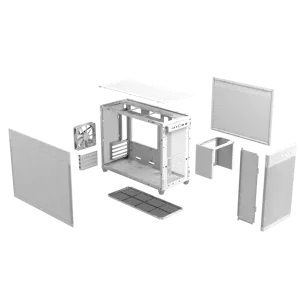 ASUS Prime AP201 MicroATX, Mini Tower, kompiuteris, baltas, micro ATX, Mini-ITX, 17 cm, 33,8 cm