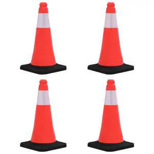 Įspėjamieji kūgiai su tvirtais pagrindais, 4vnt., 50cm