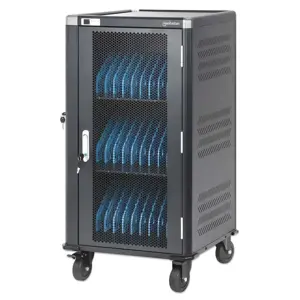 Manhattan Laptop Charging Cart/Trolley via AC Adapter (EU) 30-bay, Install device's AC Adapter (pow…