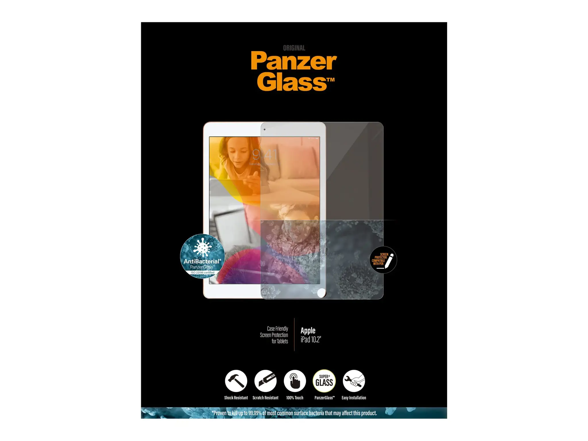 PanzerGlass™ Apple iPad 10.2″ | Ekrano apsauga Stiklas, Skaidri ekrano apsauga, 25,9 cm (10,2"), grūdintas stiklas, polietileno tereftalatas (PET), 57 g, 1 vnt.