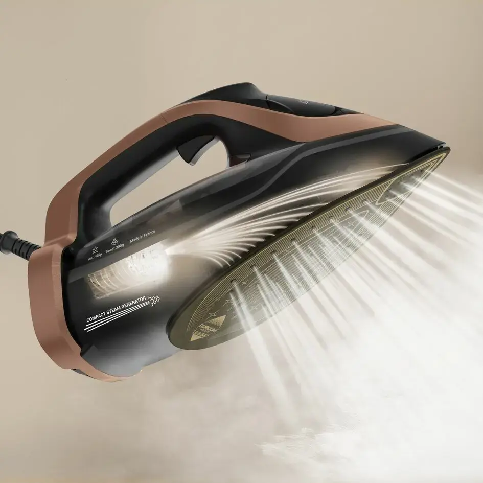 Tefal Ultimate Power Pro FV9E50 Dry & Steam iron Durilium AirGlide Autoclean soleplate 3200 W Black, Copper