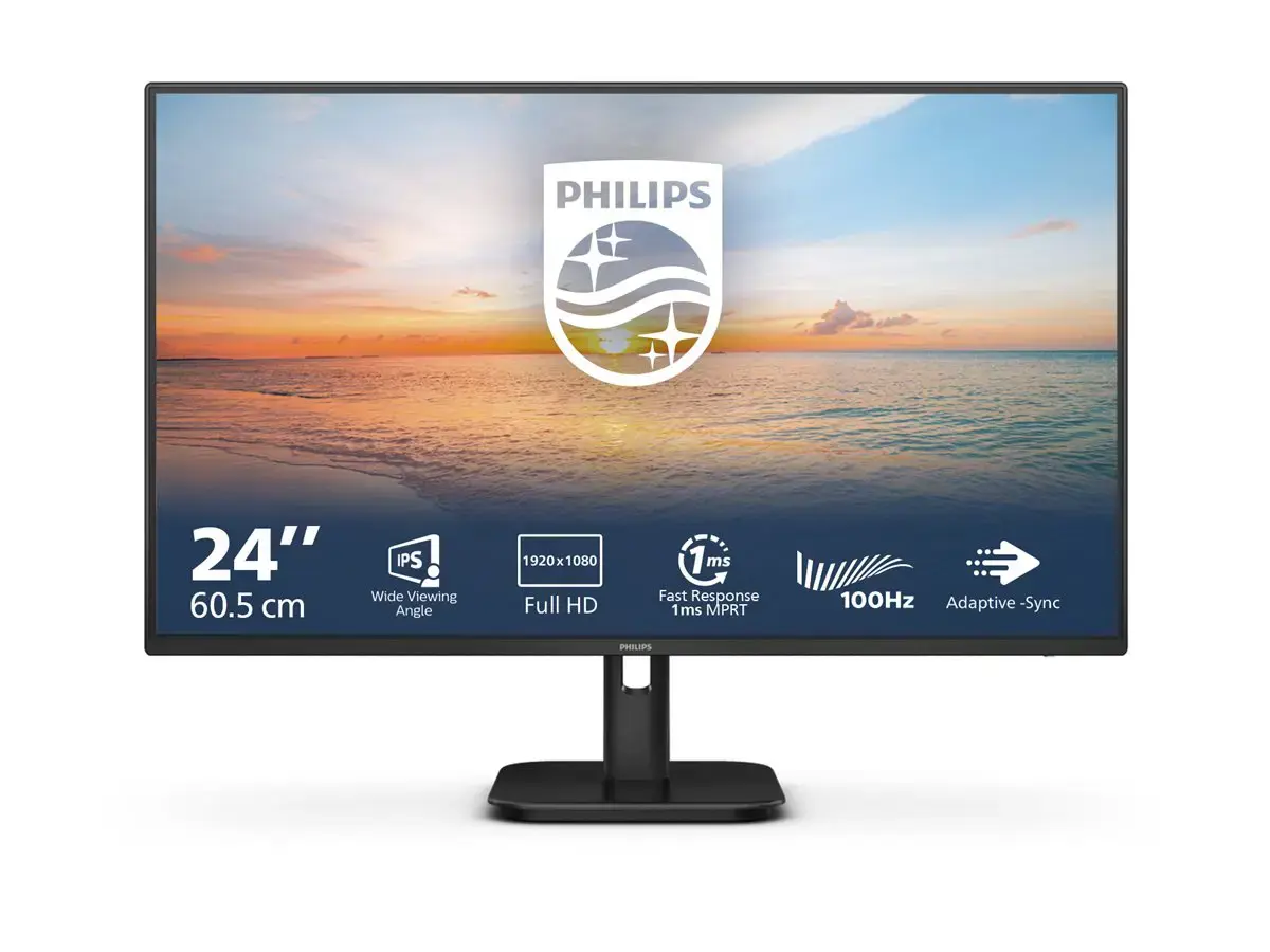 Philips 1000 series 24E1N1100A/00, 60.5 cm (23.8"), 1920 x 1080 pixels, Full HD, LCD, 4 ms, Black