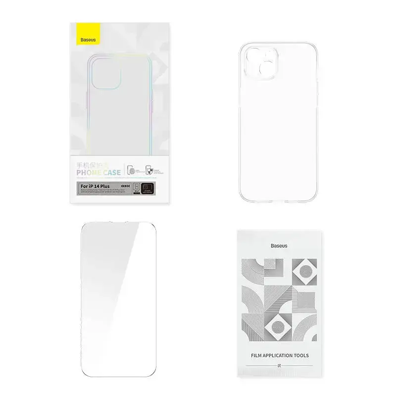 Permatomas dėklas ir grūdinto stiklo rinkinys "Baseus Corning", skirtas "iPhone 14 Plus