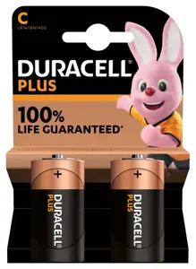 Duracell Plus 100 C, Vienkartinė baterija, C, šarminė, 1,5 V, 2 vnt., įvairiaspalvė