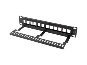 LANBERG patch panel blank 12 port 1U with organizer for keystone modules black