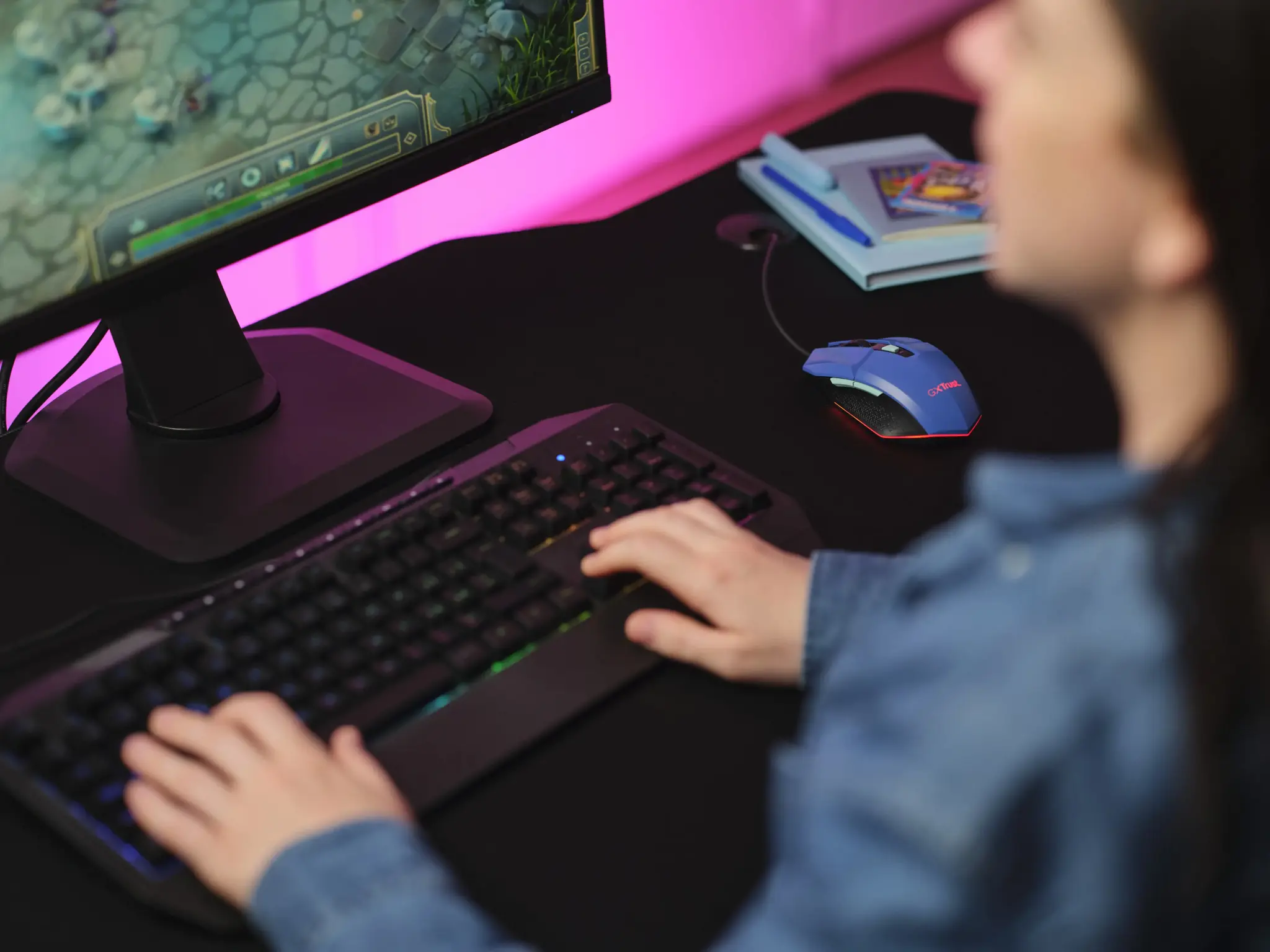 "Trust GXT109B FELOX", dvipusis, A tipo USB, 6400 DPI, mėlynas