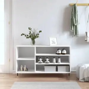 Spintelė batams, baltos spalvos, 102x36x60cm, apdirbta mediena
