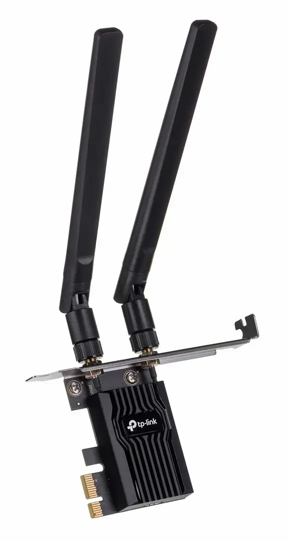 TP-Link ARCHER TX55E, belaidis, PCI Express, WLAN / "Bluetooth", "Wi-Fi 6" (802.11ax), 2402 Mbps, juodas