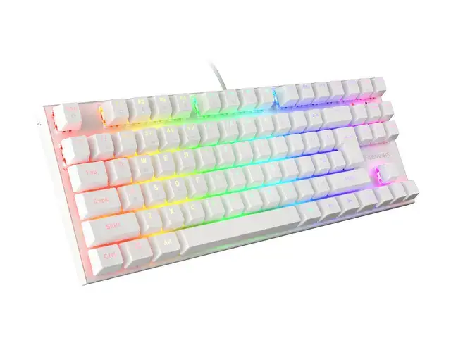 "Genesis THOR 303 TKL" žaidimų klaviatūra, RGB LED apšvietimas, JAV, balta, laidinė, rudas jungiklis