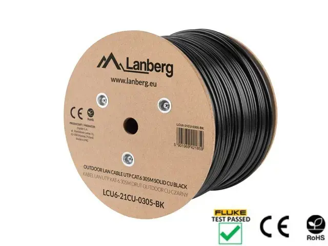 LANBERG LCU6-21CU-0305-BK Lanberg UTP daugiasluoksnis kabelis CU OUTDOOR, kat. 6, 305 m, juodas