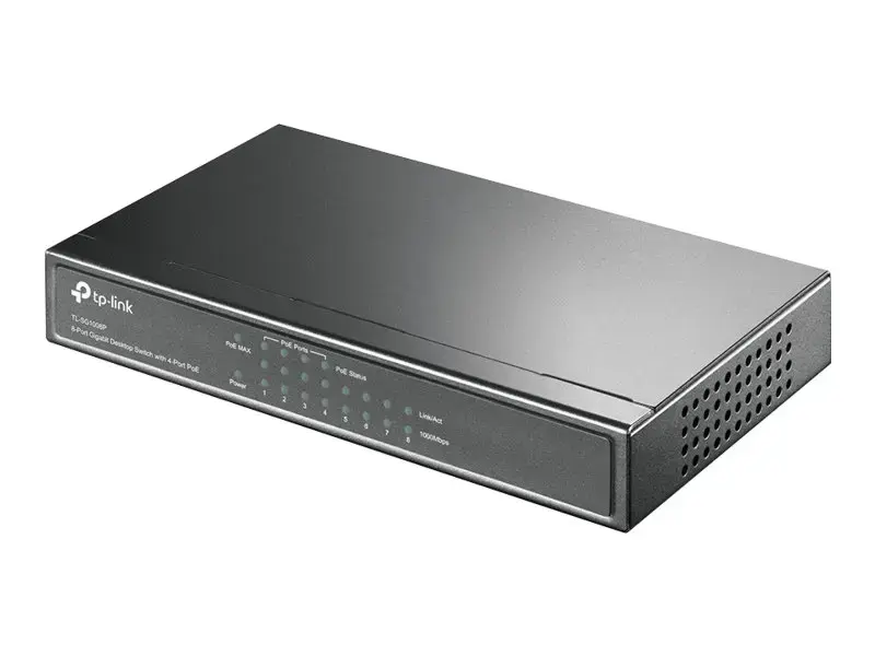 "TP-Link" 8 prievadų "Gigabit" stalinis PoE komutatorius su 4 prievadais, "Gigabit Ethernet" (10/100/1000), maitinimas per Ethernet (PoE)