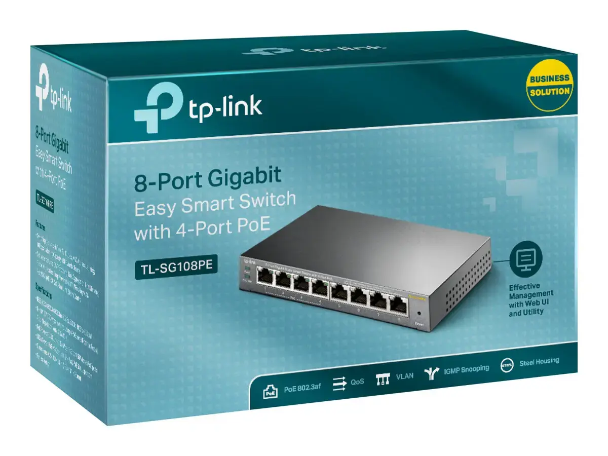 "TP-Link" 8 prievadų "Gigabit Easy Smart" komutatorius su 4 prievadais PoE, valdomas, L2, Gigabit Ethernet (10/100/1000), maitinimas per Ethernet (PoE)
