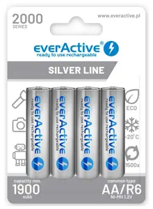 Įkraunamos baterijos everActive Ni-MH R6 AA 2000 mAh Silver Line