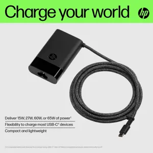HP USB-C 65W nešiojamojo kompiuterio įkroviklis, nešiojamasis kompiuteris, vidinis, 90 V, 65 W, 5-20 V, 1,6 A