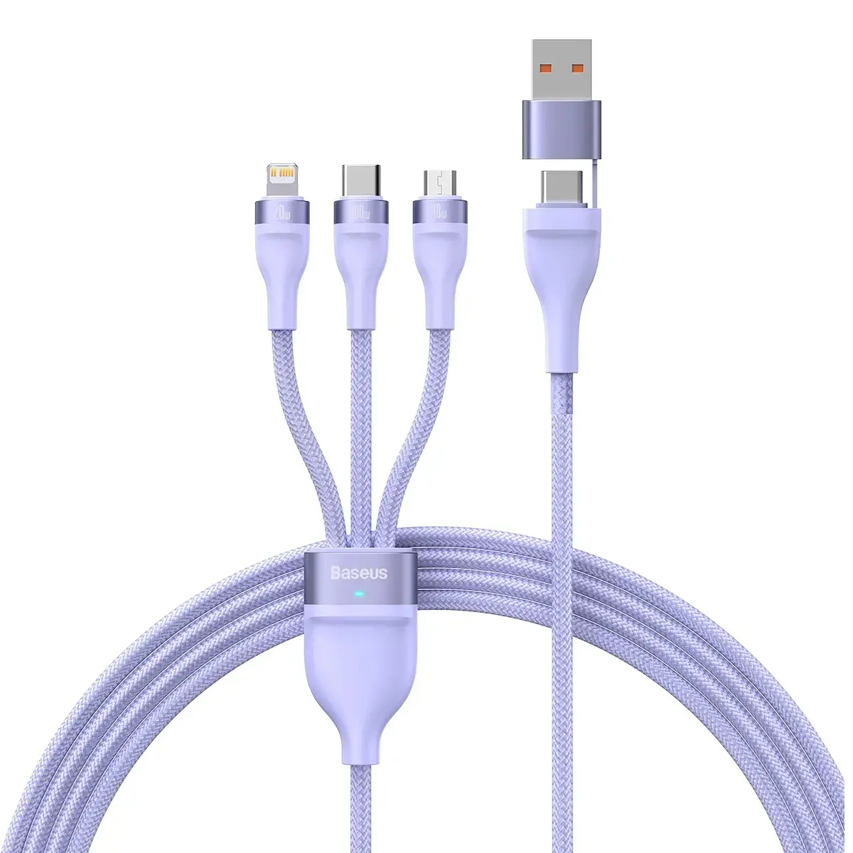 Baseus Flash Series II USB Type C | USB Type A cable - USB Type C | Lightning | micro USB 100 W 1.2 m purple (CASS030105)