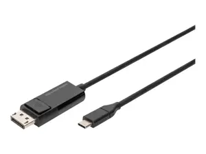 DIGITUS USB Type-C į DisplayPort dvikryptis maks. skiriamoji geba 8K 30Hz ilgis 2 m Juoda
