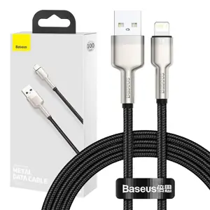 USB laidas "Lightning Baseus Cafule", 2,4 A, 1 m (juodas)