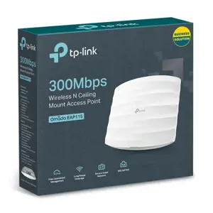 TP-Link 300Mbps belaidis N prieigos taškas, tvirtinamas prie lubų, 300 Mbps, 300 Mbps, 10,100,1000 Mbps, 2,4-2,4835 GHz, IEEE 802.11b, IEEE 802.11g, IEEE 802.11g, IEEE 802.11n, 300M: -71dBm@10% PER 150M: -75dBm@10% PER 54M: -78dBm@10% PER 11M: -93dBm@8% PER 6M: -92dBm@10% PER...
