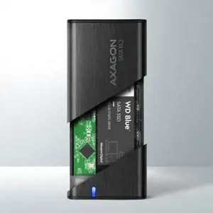 AXAGON EEM2-SBC, M.2 SATA be varžtų RAW dėžutė, juoda, SuperSpeed USB-C 10 Gbps
