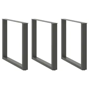 Valgomojo stalo kojos, 3 vnt., antracito spalvos, 80x(72-73) cm, plienas, U formos