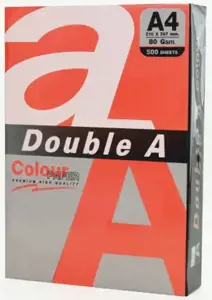 Spalvotas popierius Double A, 80g, A4, 500 lapų, Red