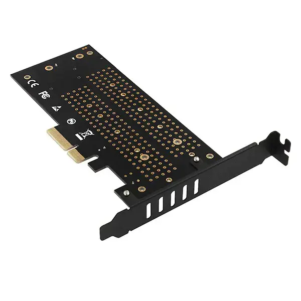 AXAGON PCEM2-DC PCI-E 3.0 4x - DUAL M.2 SSD (NVMe + SATA), dviguba įtampa, iki 110 mm SSD, ventiliatorius + radiatorius