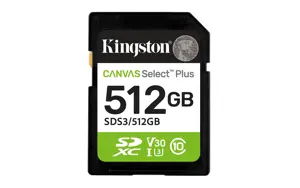 KINGSTON 512GB CANVAS SELECT PLUS SD -MUISTIKORTTI