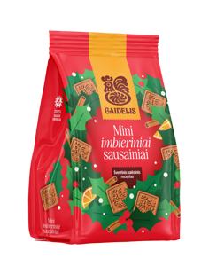 Imbieriniai mini sausainiai GAIDELIS, apelsinų skonio 380 g