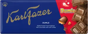 Pieninis šokoladas su karamelės gabaliukais,  KARL FAZER, Dumle, 180 g