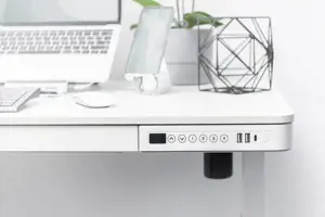 DIGITUS elektrinis reguliuojamo aukščio rašomasis stalas su USB įkrovikliu ir stalčiumi