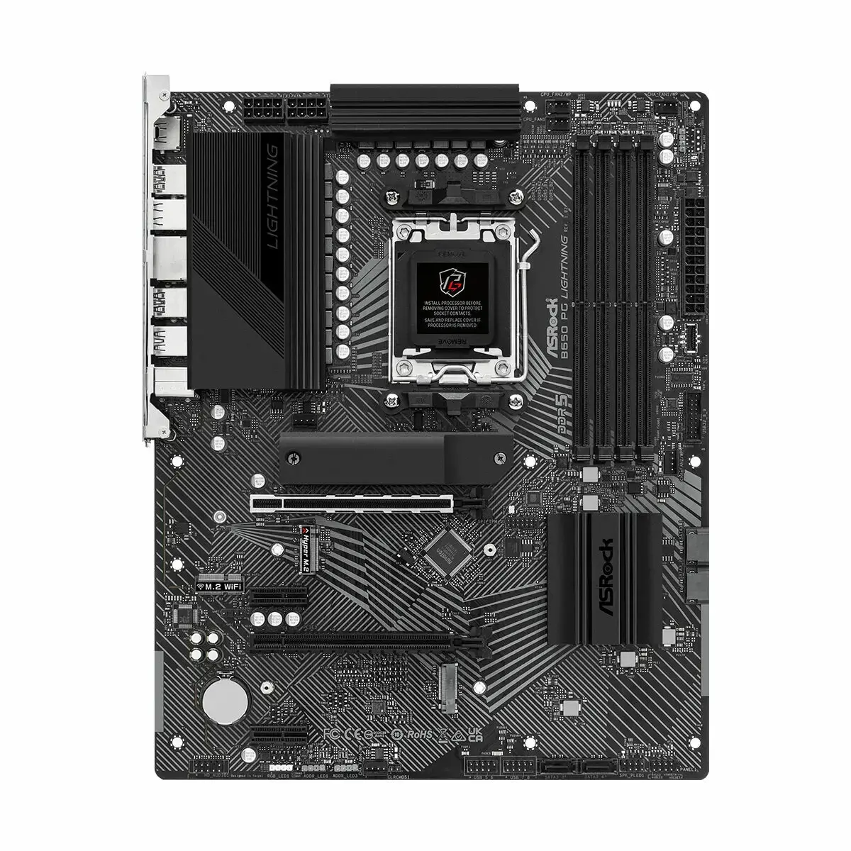 Pagrindinė plokštė ASROCK AMD B650 SAM5 ATX Atmintis DDR5 Atminties lizdai 4 2xPCI-Express 4.0 1x 2xPCI-Express 4.0 16x 3xM.2 1xHDMI 1xAudio-In 1xAudio-Out 1xMikrofonas 4xUSB 2.0 7xUSB 3.2 2xUSB-C 1xRJ45 B650PGLIGHTNING