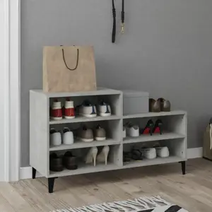 Spintelė batams, betono pilka, 102x36x60cm, apdirbta mediena