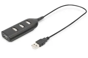 "Digitus" USB 2.0 šakotuvas, 4 prievadų, maitinamas iš magistralės 4 X USB A/F AT prijungtas kabeli…