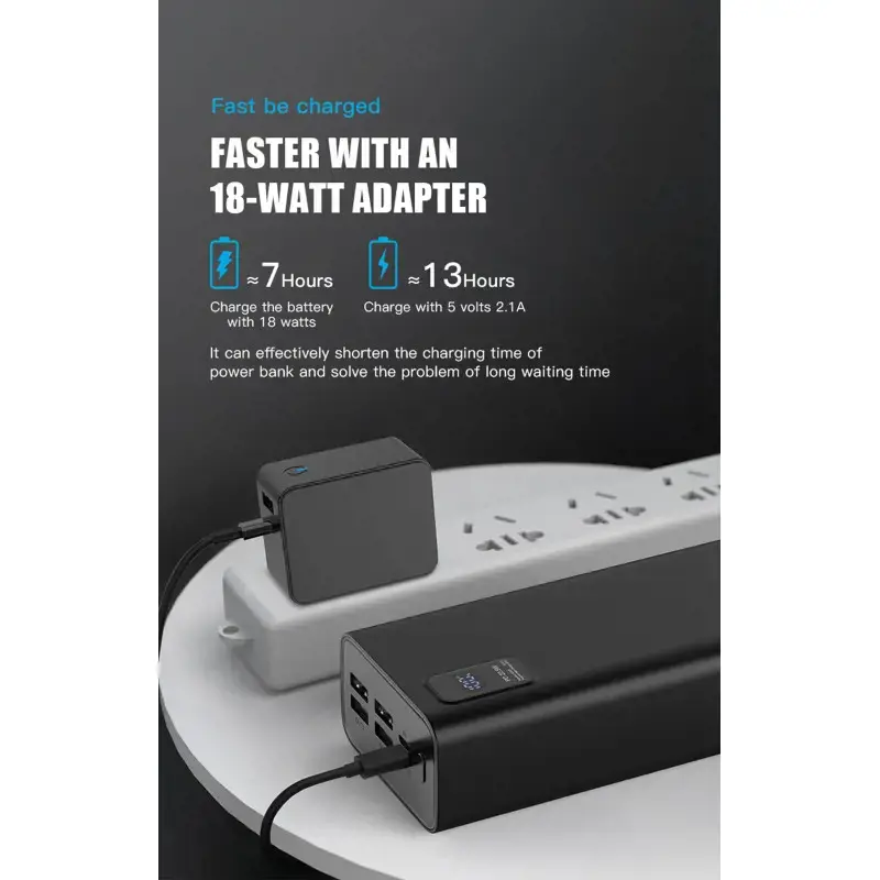 Platinet power bank 30000mAh PD QC LED, baltos spalvos