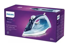 "Philips" 5000 serijos garų lygintuvas 2400 W, garų lygintuvas, "SteamGlide Plus" padas, 2 m, 180 g/min, mėlynas, 45 g/min