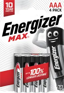 ENERGIZER ŠARMINĖS BATERIJOS MAX AAA LR03, 4 VNT., EKOLOGIŠKA PAKUOTĖ