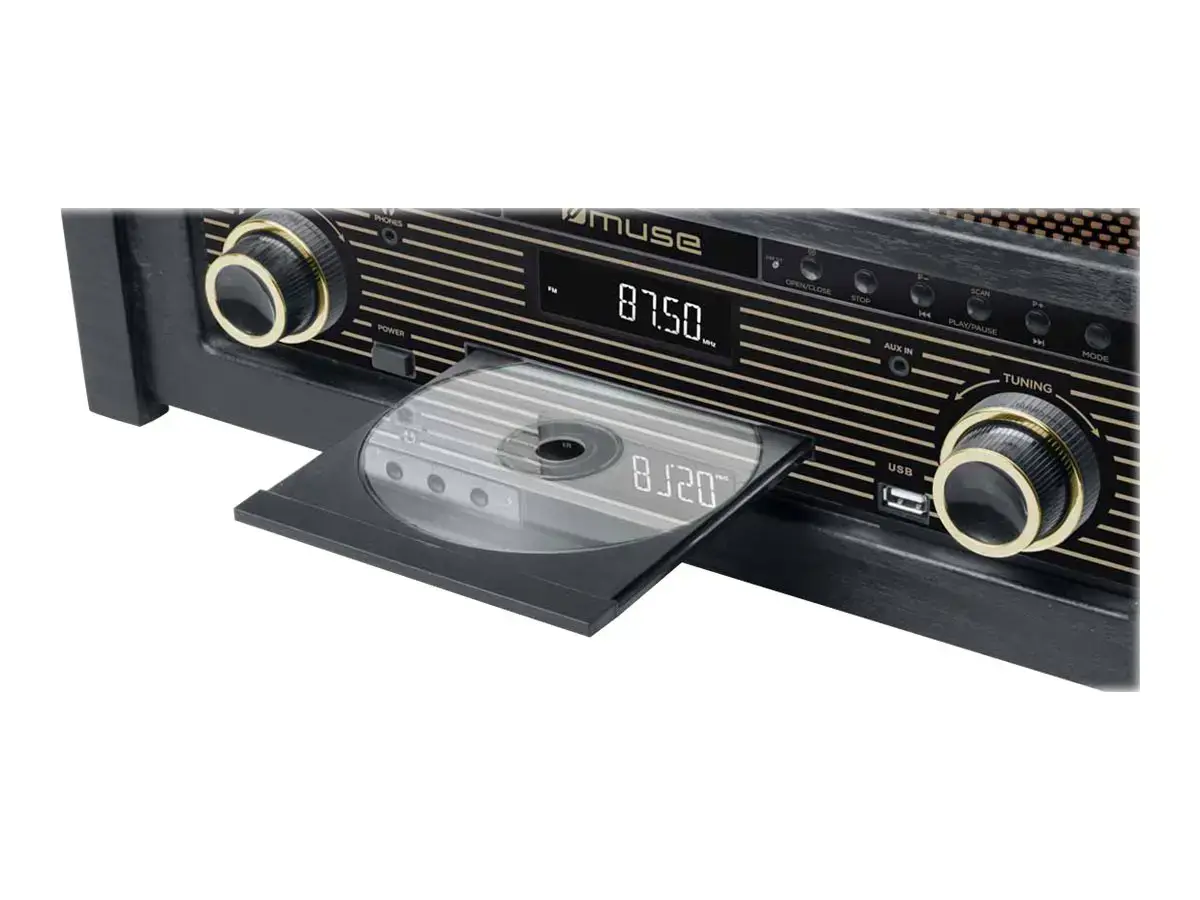 "Muse" grotuvo mikrosistema MT-115W USB jungtis, "Bluetooth", CD grotuvas, belaidis ryšys, AUX įvestis, FM radijas,