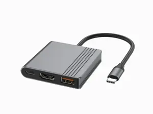 Gembird A-CM-COMBO3-05 USB Type-C 3-in-1 multi-port adapter (USB port + HDMI + USB-C video), space …