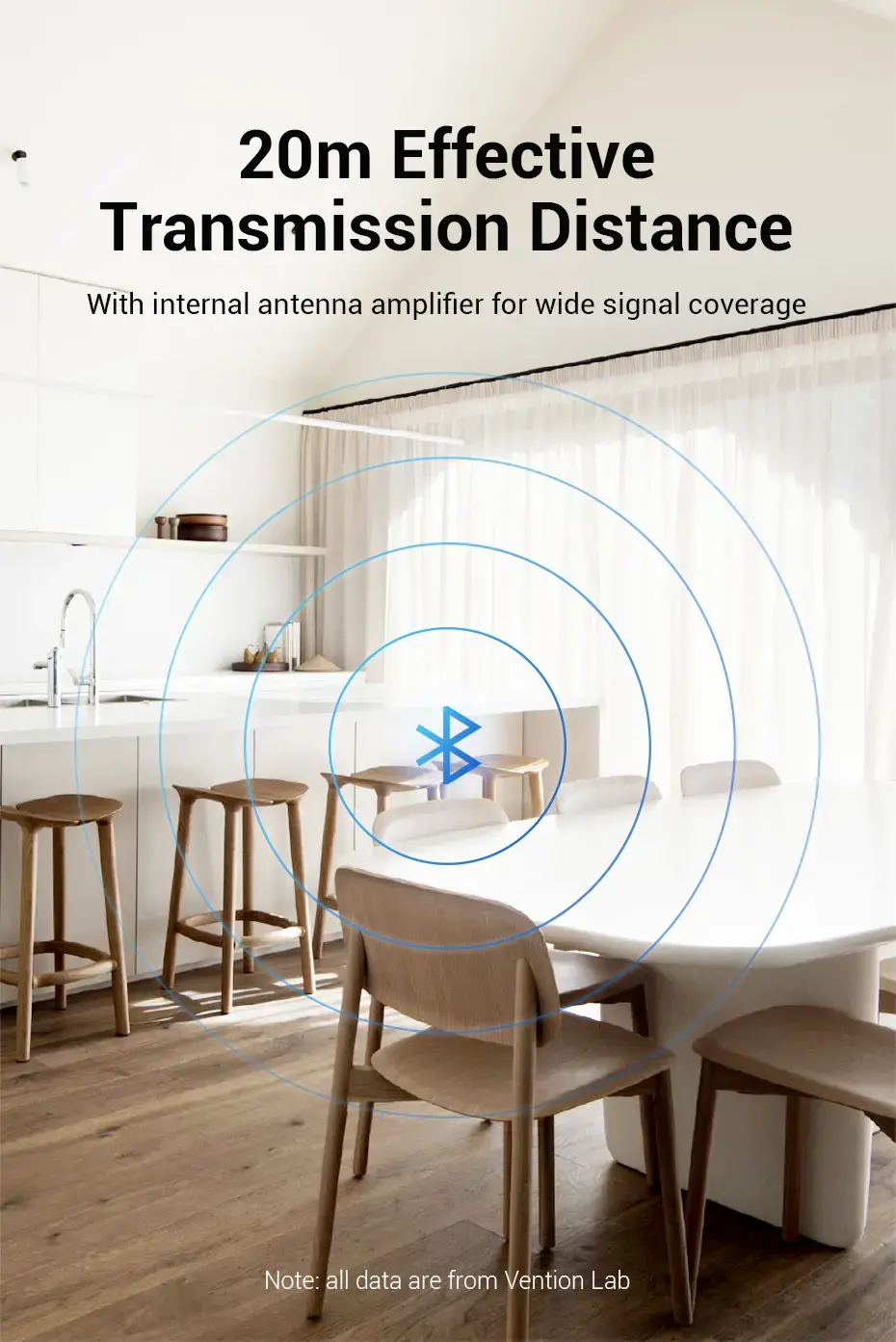 "Vention" USB Bluetooth5.0 adapteris baltas, laidinis, USB, "Bluetooth", baltas